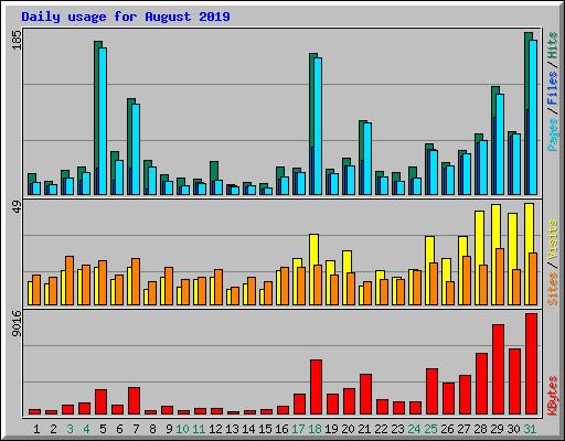 Daily usage for August 2019