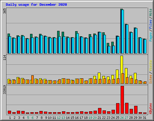 Daily usage for December 2020