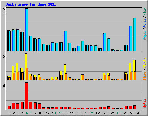 Daily usage for June 2021
