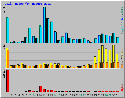 Daily usage for August 2021