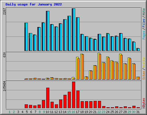 Daily usage for January 2022