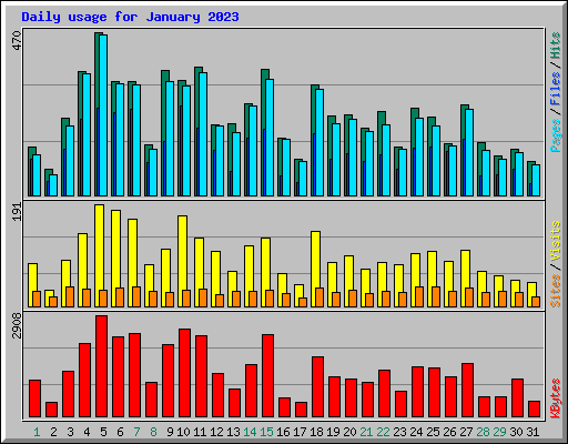 Daily usage for January 2023