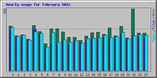 Hourly usage for February 2021