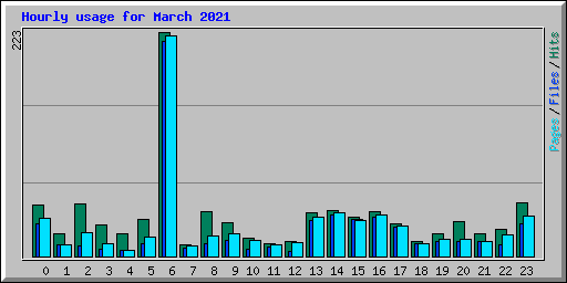Hourly usage for March 2021